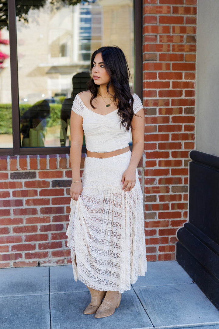 The Daydream Lace Cap Sleeve Crop Top