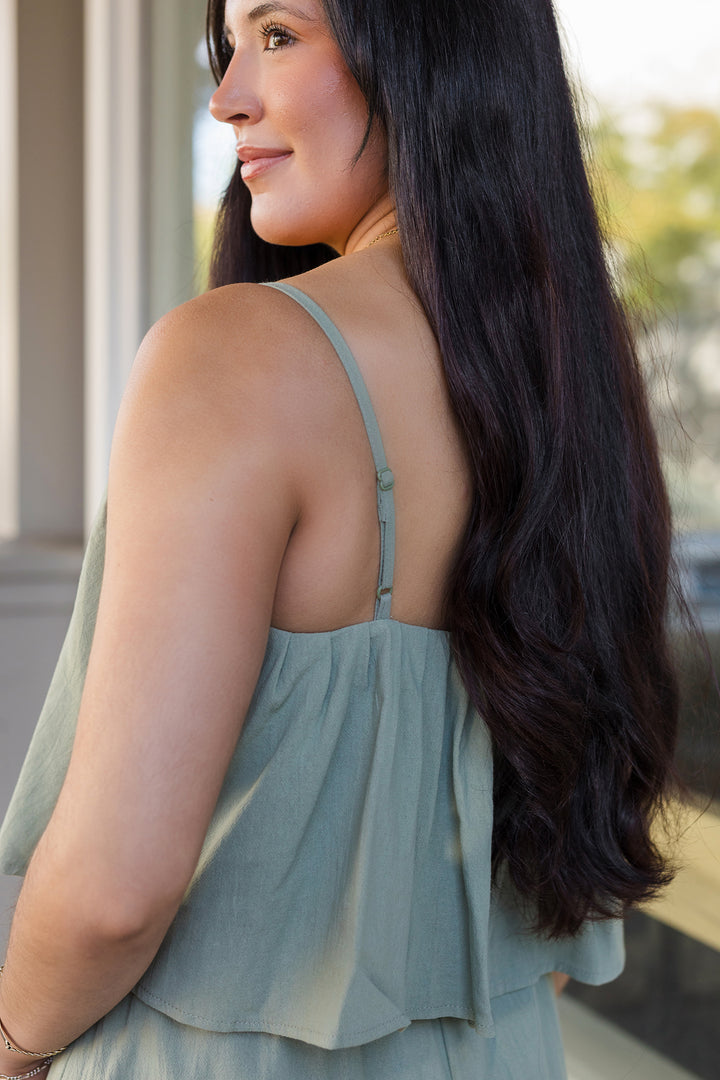 The Olive You Flutter Cami Romper