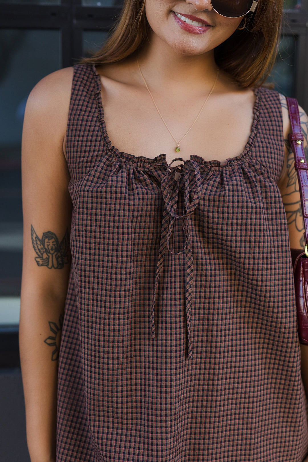 The Apple Orchard Plaid Babydoll Dress
