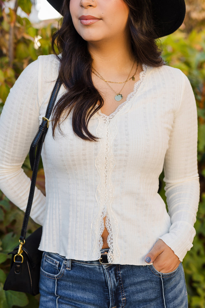 The Colette Pointelle Split Hem Sweater