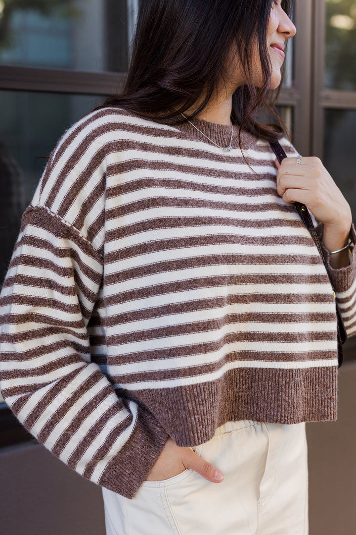 The Morning Coffee Crew Striped Sweater