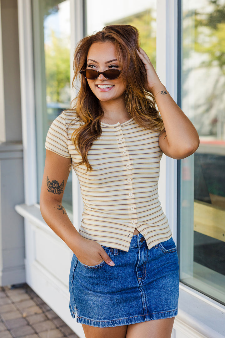 The Gelato Stripe Button Up Top