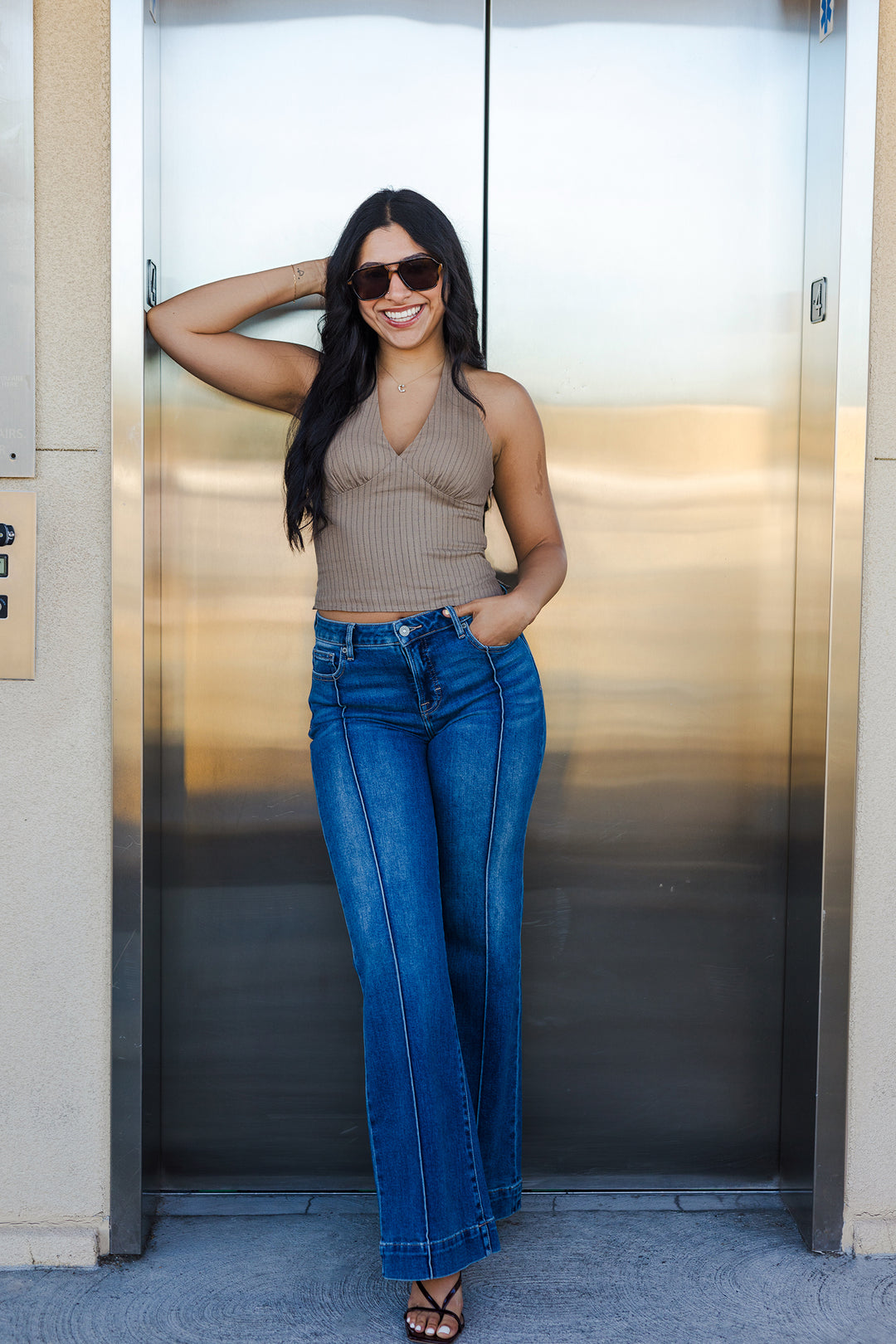 The Palmer Pinstripe Halter Top