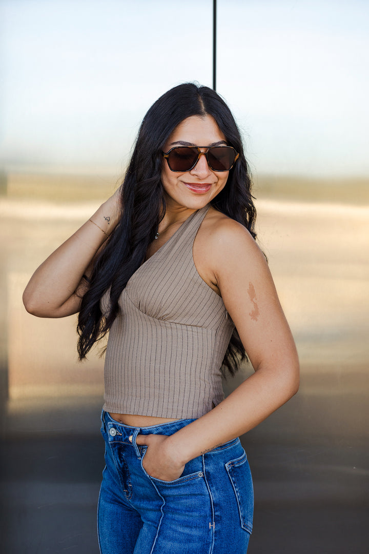 The Palmer Pinstripe Halter Top