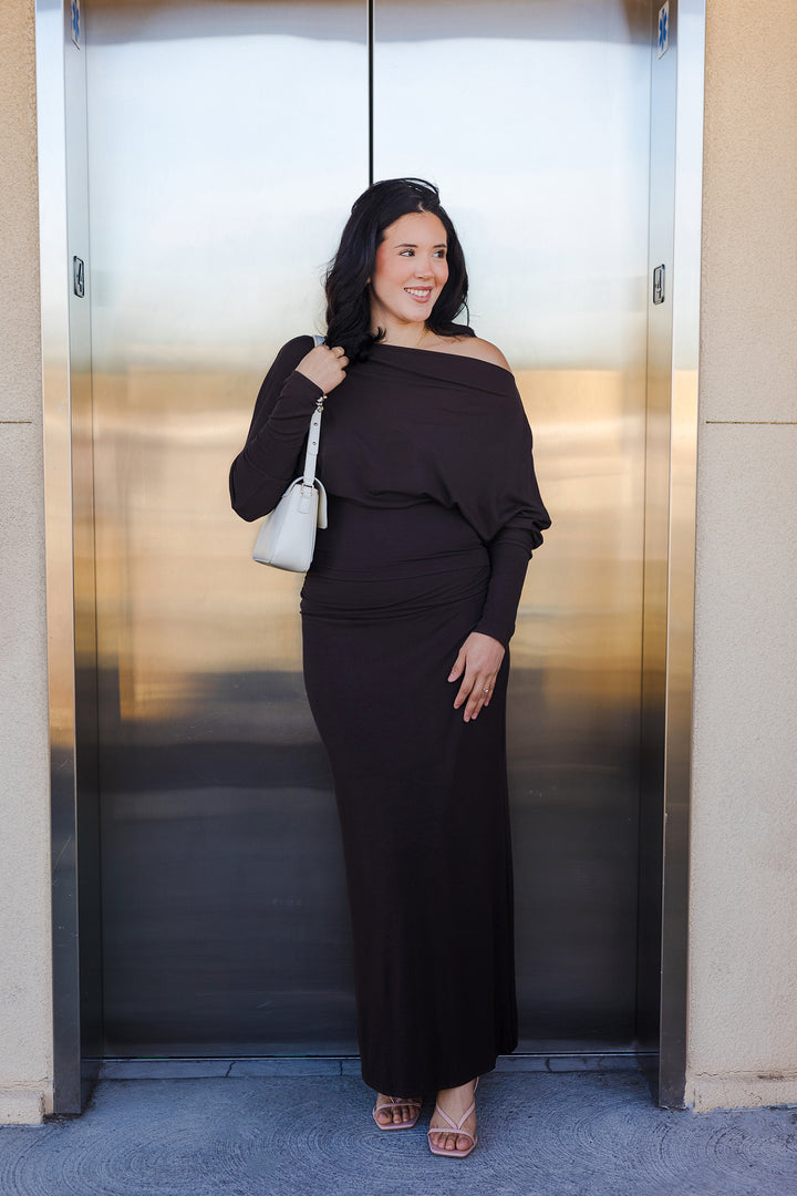 The Stole The Show Ruched Waist Maxi Skirt