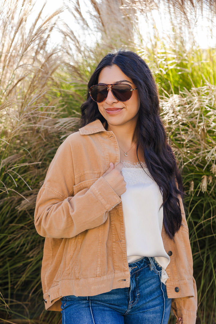 The Golden Hour Rodeo Corduroy Drop Shoulder Jacket