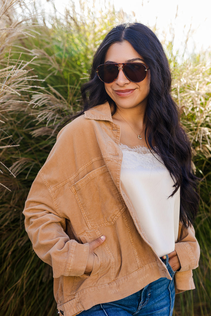 The Golden Hour Rodeo Corduroy Drop Shoulder Jacket
