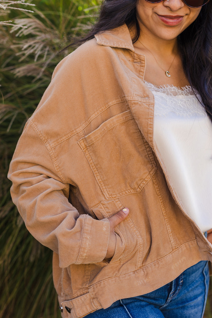 The Golden Hour Rodeo Corduroy Drop Shoulder Jacket