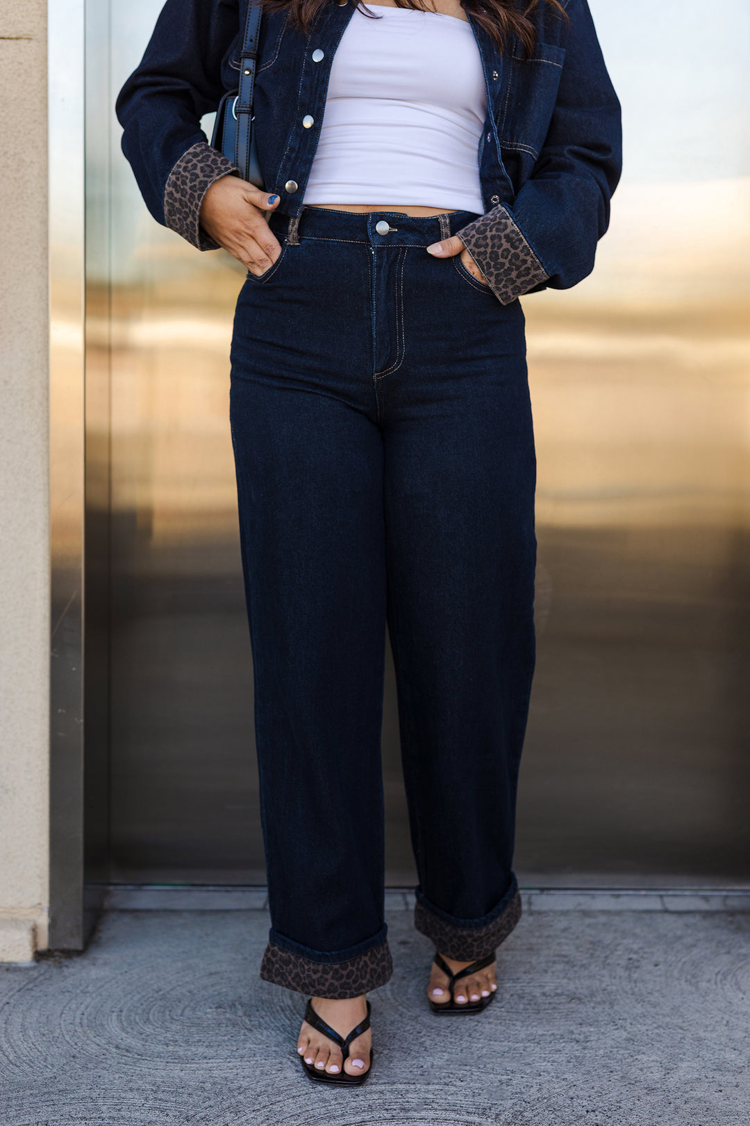 The Girl Can't Be Tamed Leopard Cuff Jeans