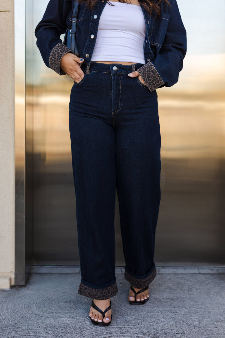 The Girl Can't Be Tamed Leopard Cuff Jeans