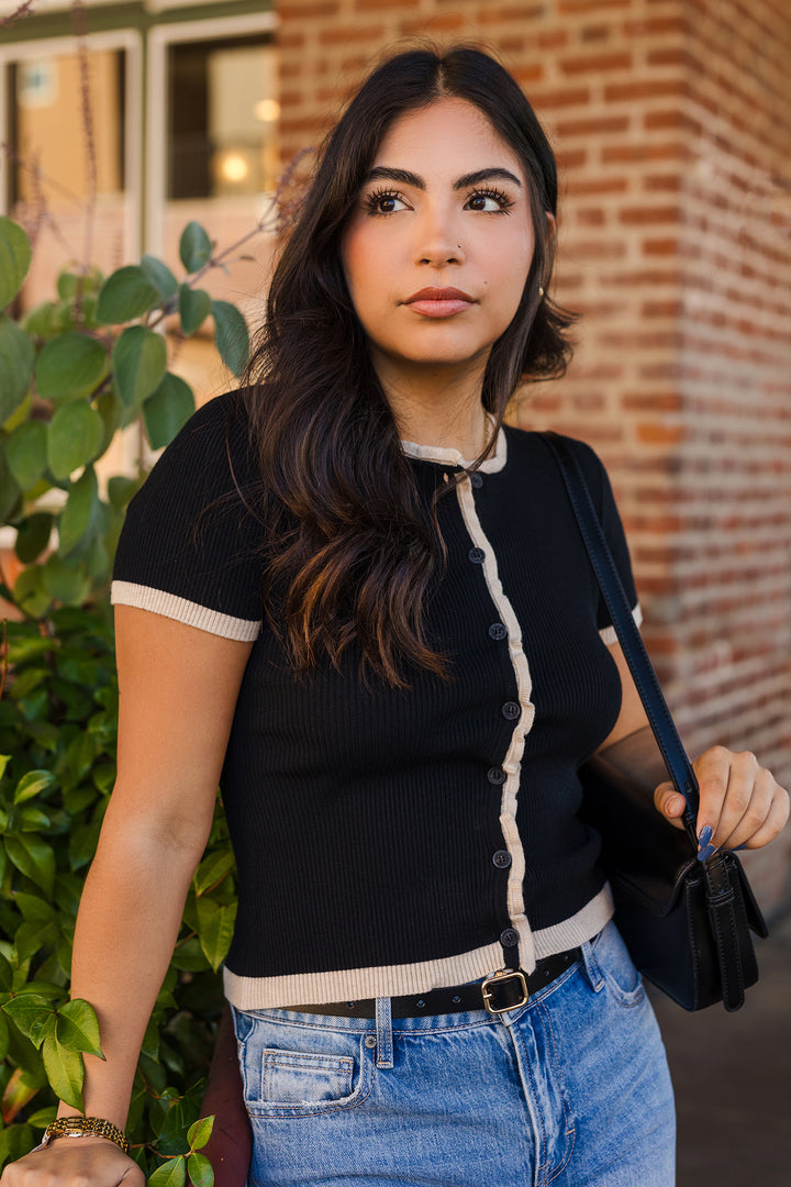 The Pretty Lady Contrast Lettuce Trim Top