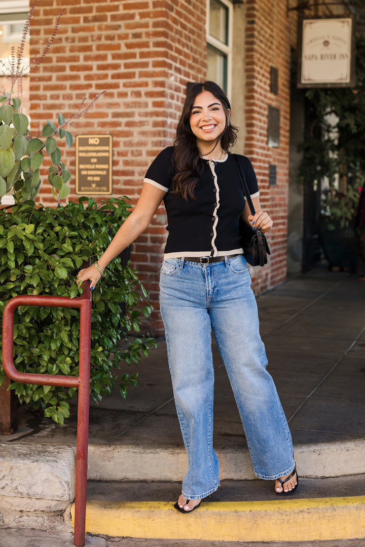 The Pretty Lady Contrast Lettuce Trim Top