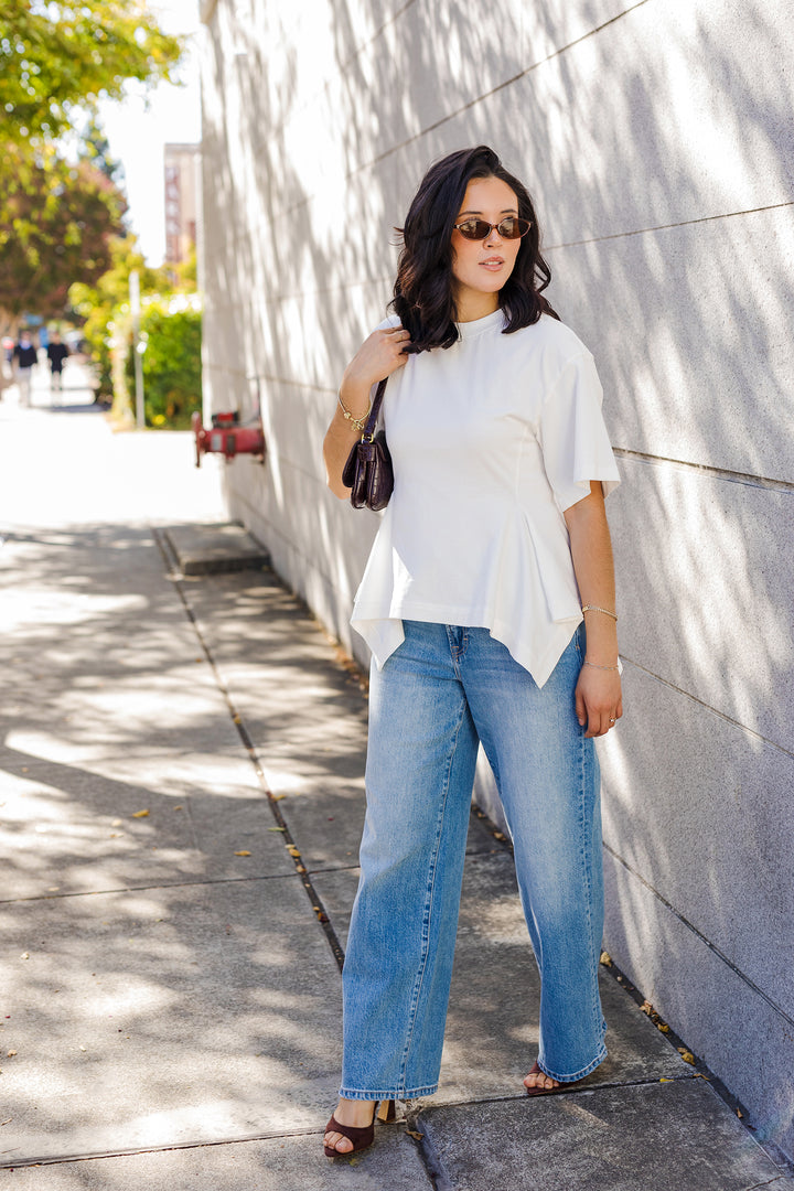 The Giselle Cotton Short Sleeve Peplum Top