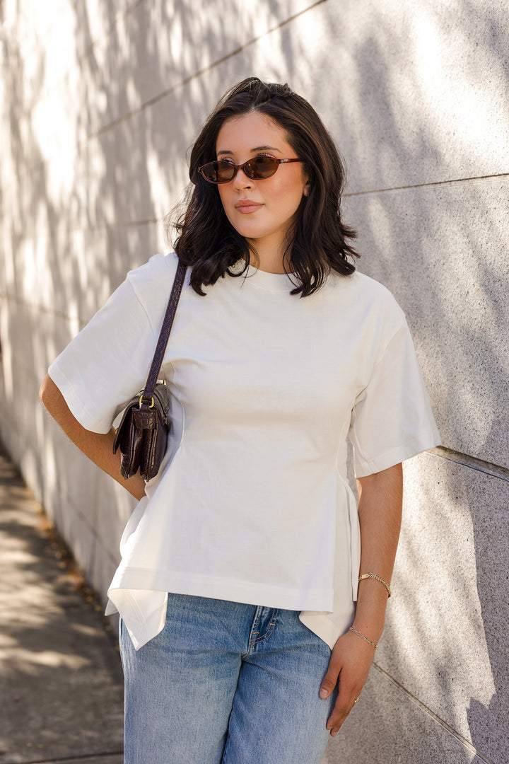 The Giselle Cotton Short Sleeve Peplum Top