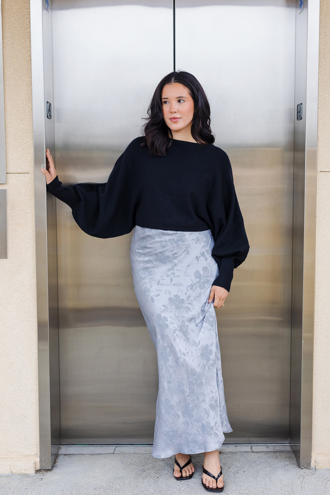 The Moon River Floral Satin Maxi Skirt
