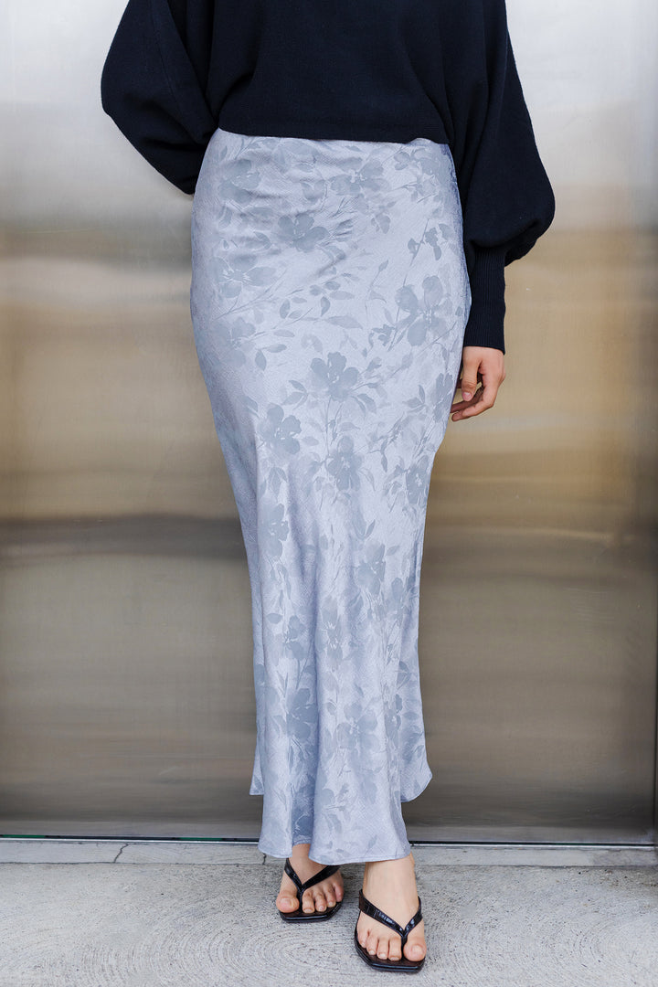 The Moon River Floral Satin Maxi Skirt