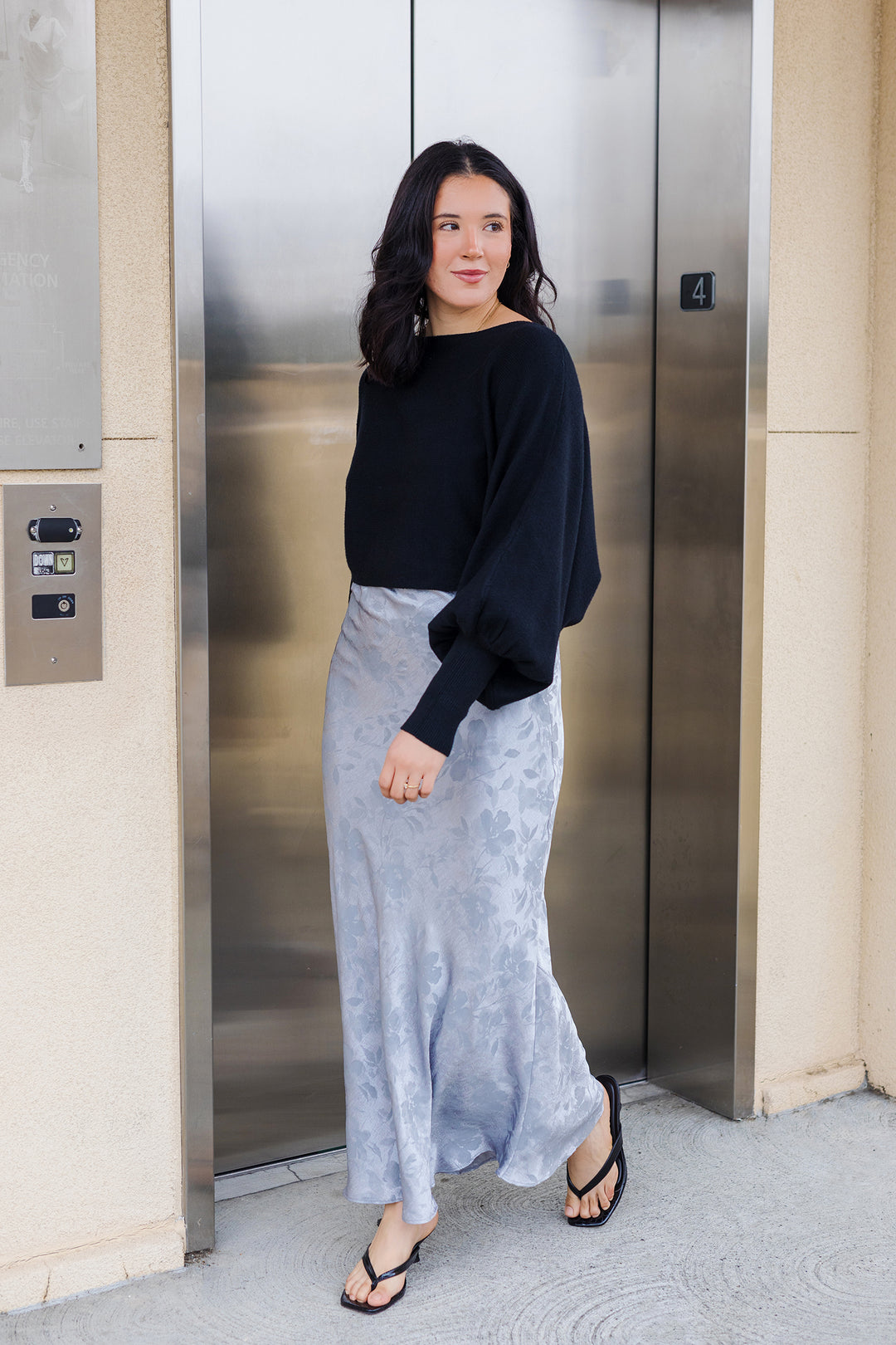 The Moon River Floral Satin Maxi Skirt