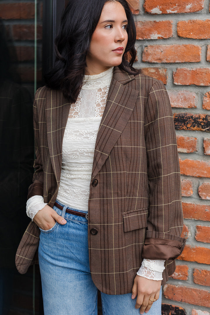 The Headlines Oversized Plaid Blazer