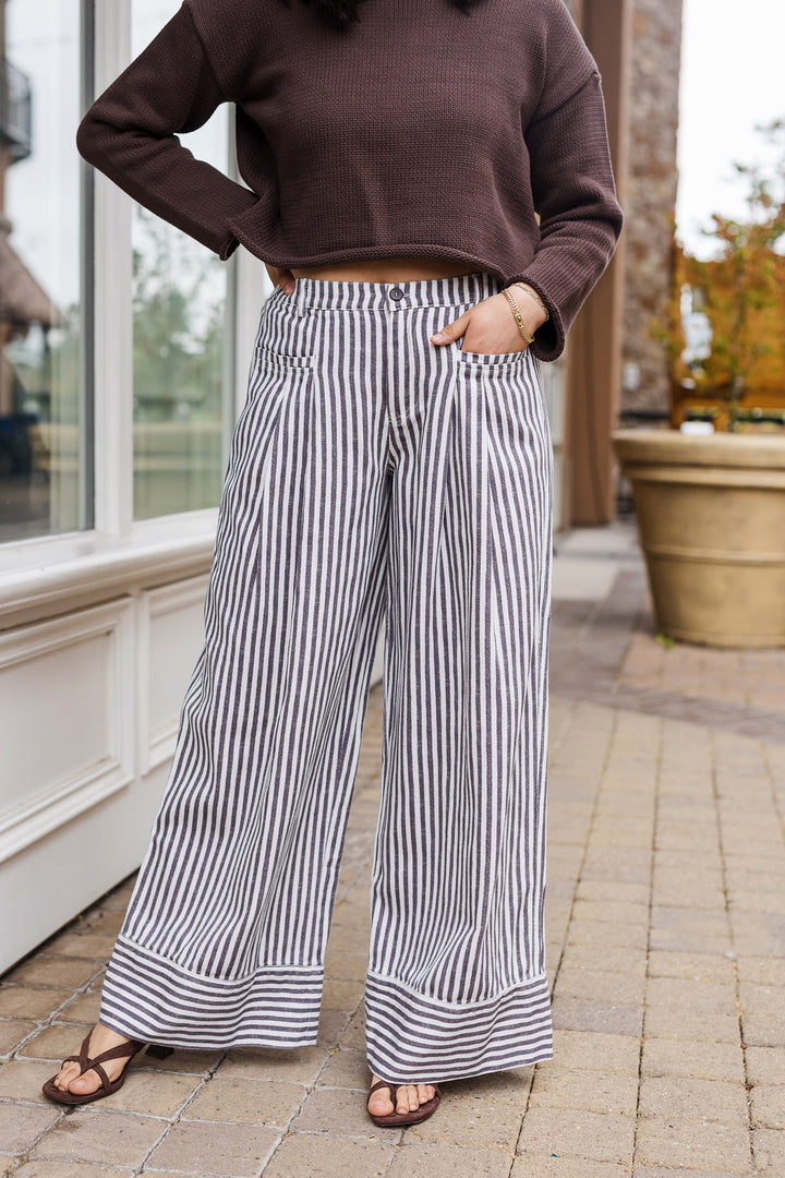 The Cambridge Striped Wide-Leg Pants