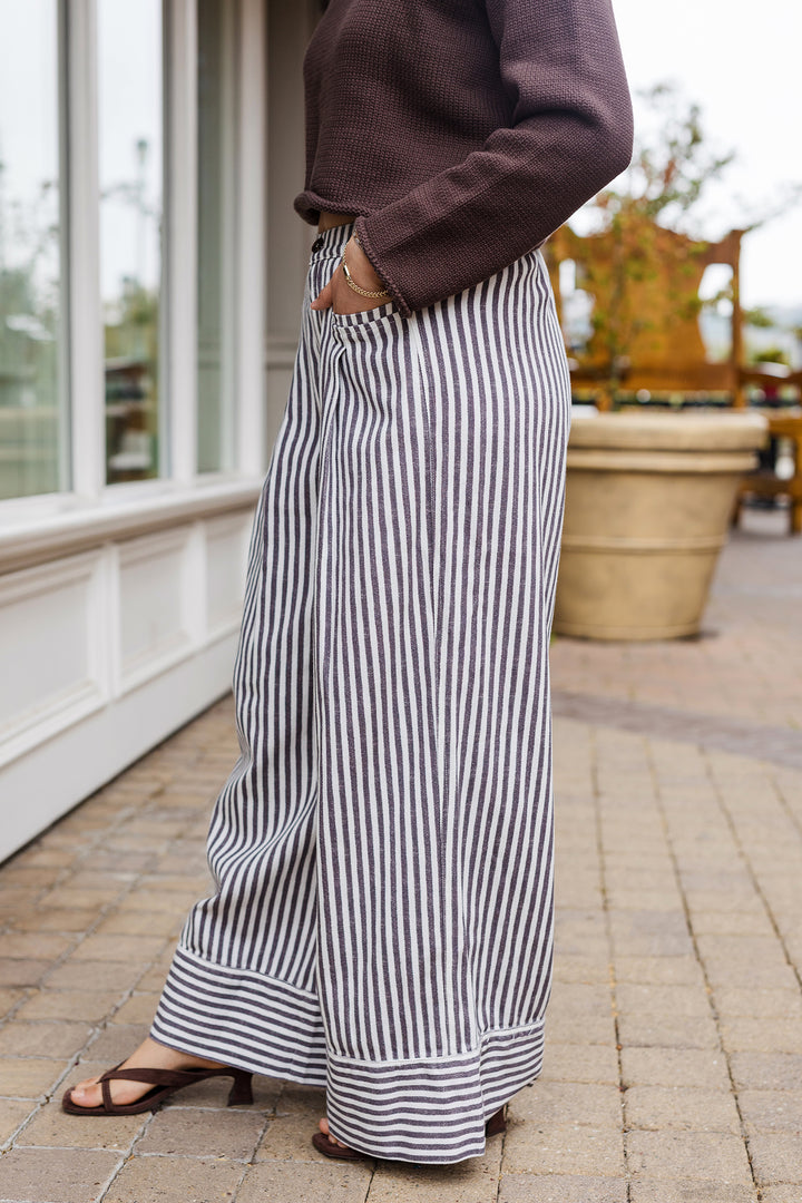 The Cambridge Striped Wide-Leg Pants