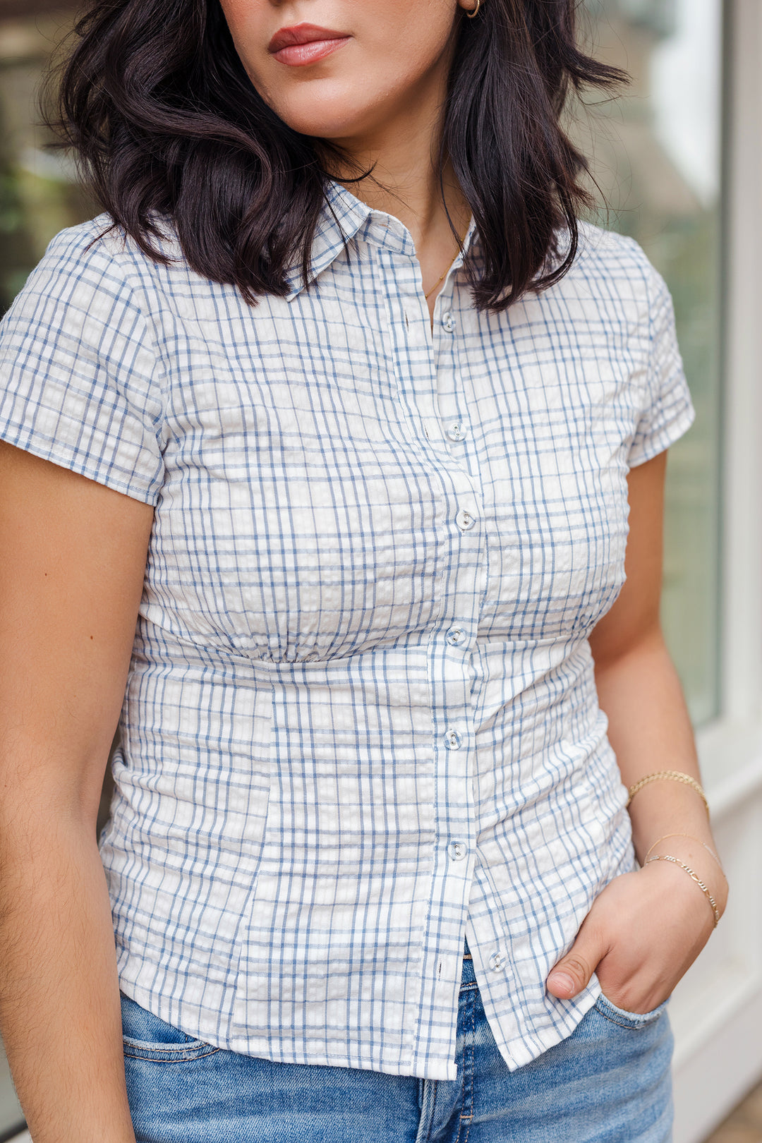 The Lexington Plaid Fitted Blouse