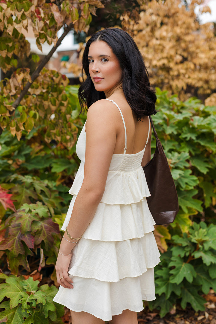 The Sweet As Cream Tiered Ruffle Mini Dress