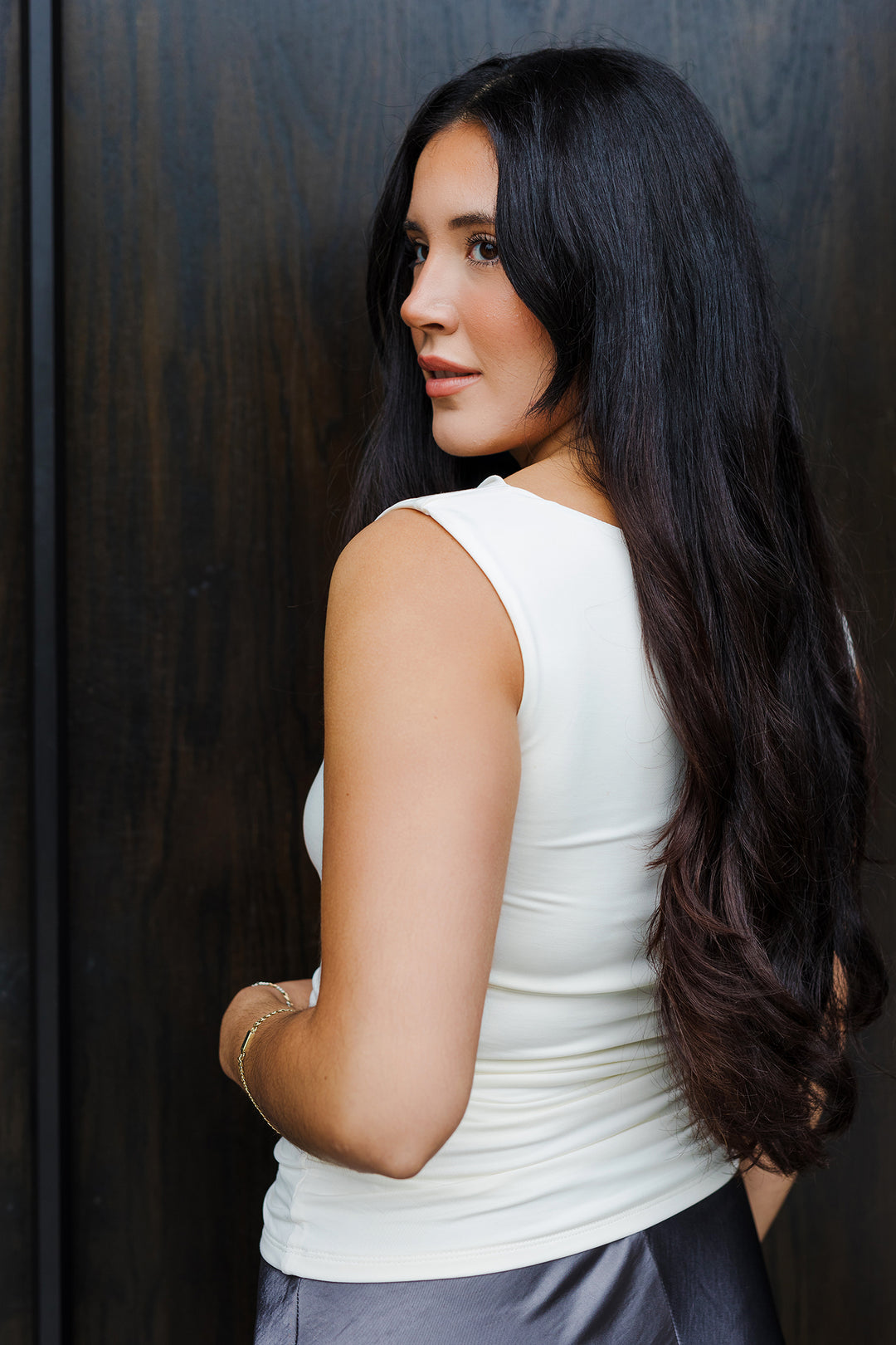 The Maeve Ruched Waist Cowl Neck Top