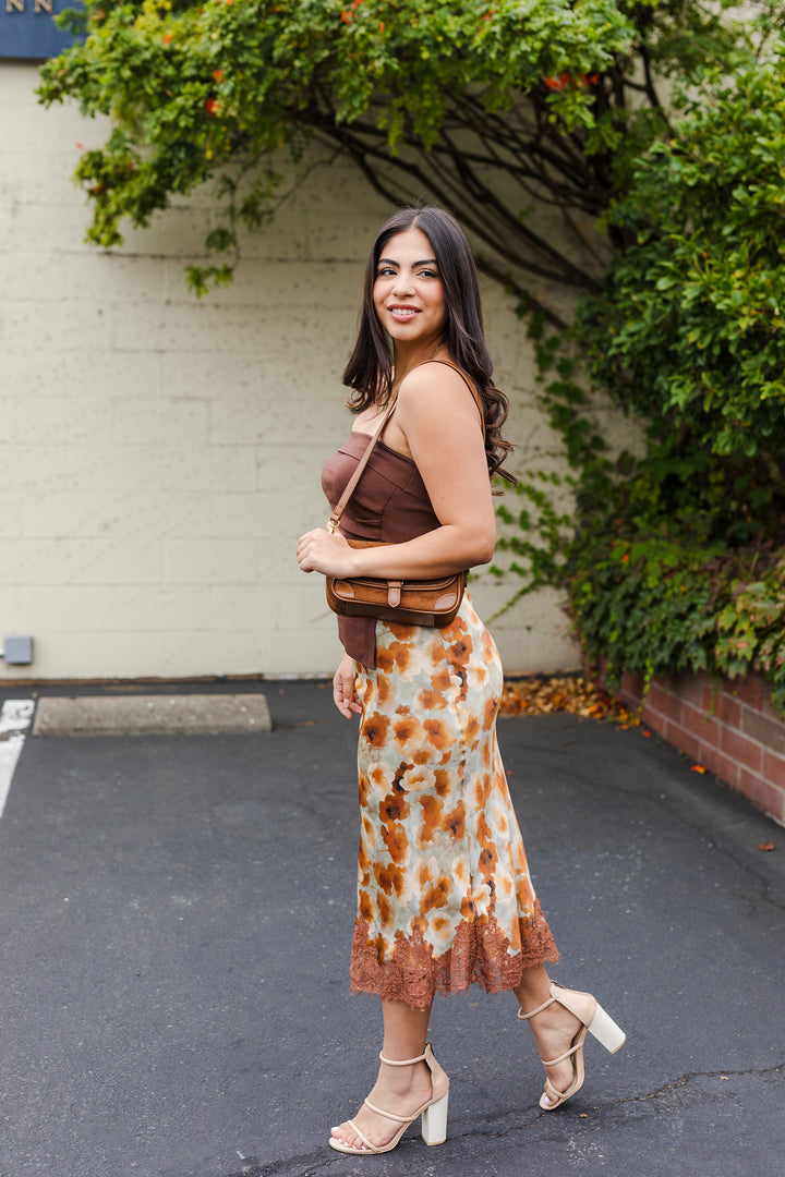 The Vintage Dream Satin Midi Skirt