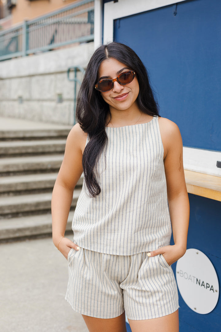 The Macey Striped Linen Shorts