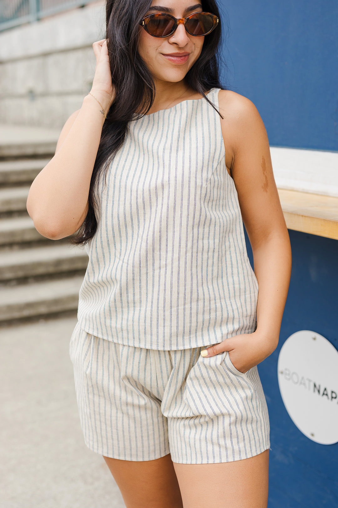 The Macey Striped Linen Shorts