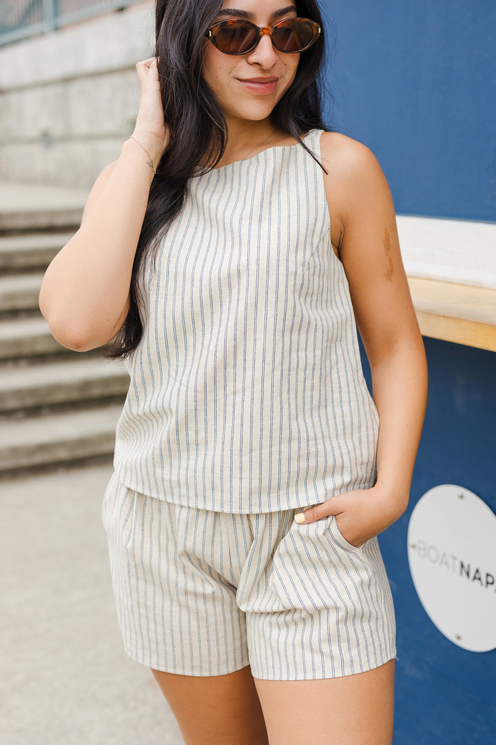 The Macey Striped Linen Shorts