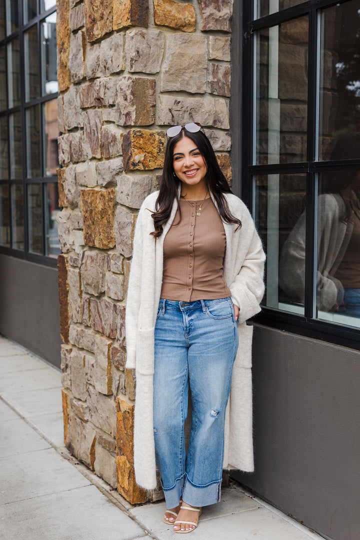 The Blanc Longline Open Front Knit Cardigan
