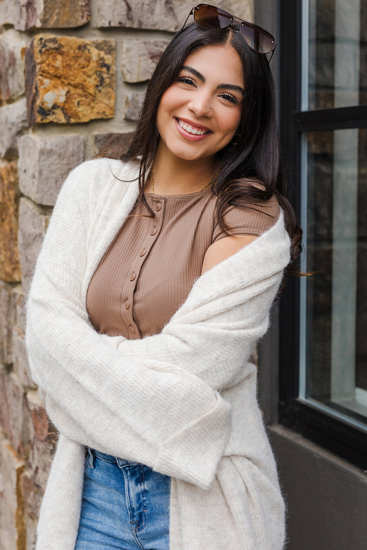 The Blanc Longline Open Front Knit Cardigan