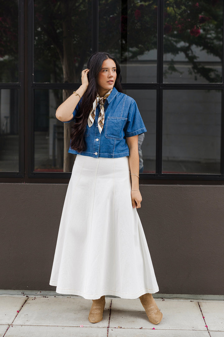 The Downtown Girl Boxy Denim Top