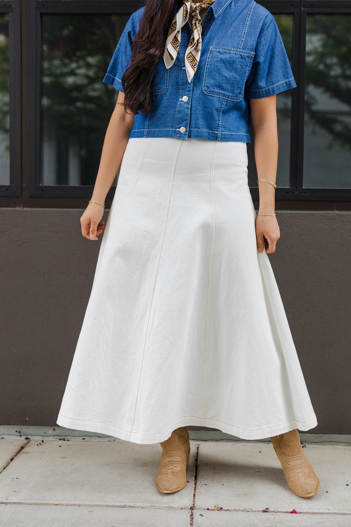 The Desert Dune Twill Denim Maxi Skirt