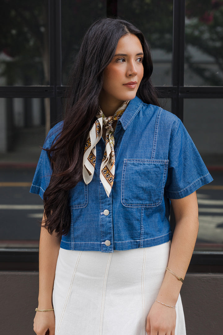 The Downtown Girl Boxy Denim Top