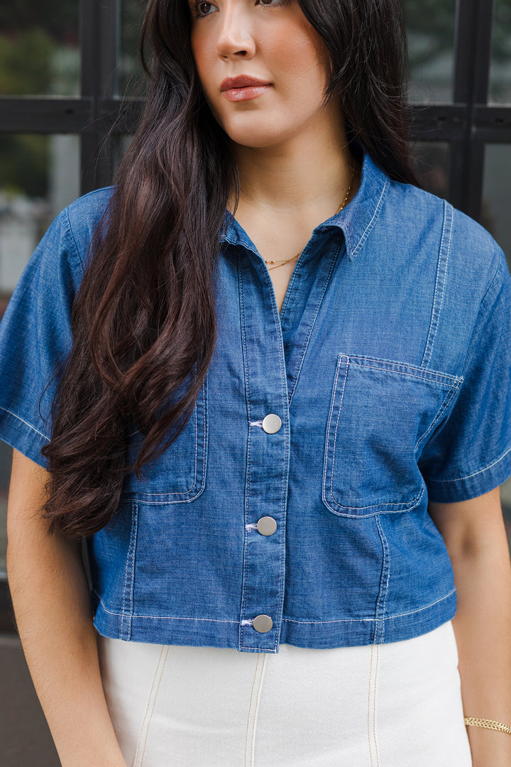 The Downtown Girl Boxy Denim Top