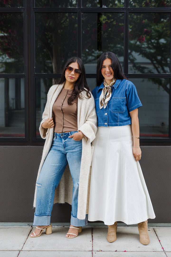 The Desert Dune Twill Denim Maxi Skirt