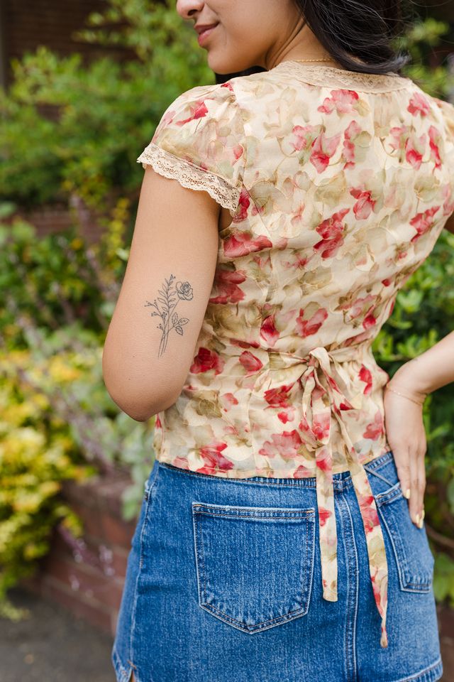 The Antique Rose Lace Trim Top
