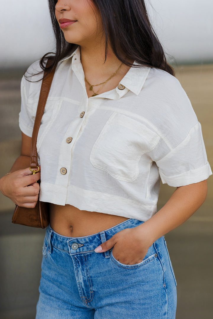 The Bucket List Button Down Crop Top