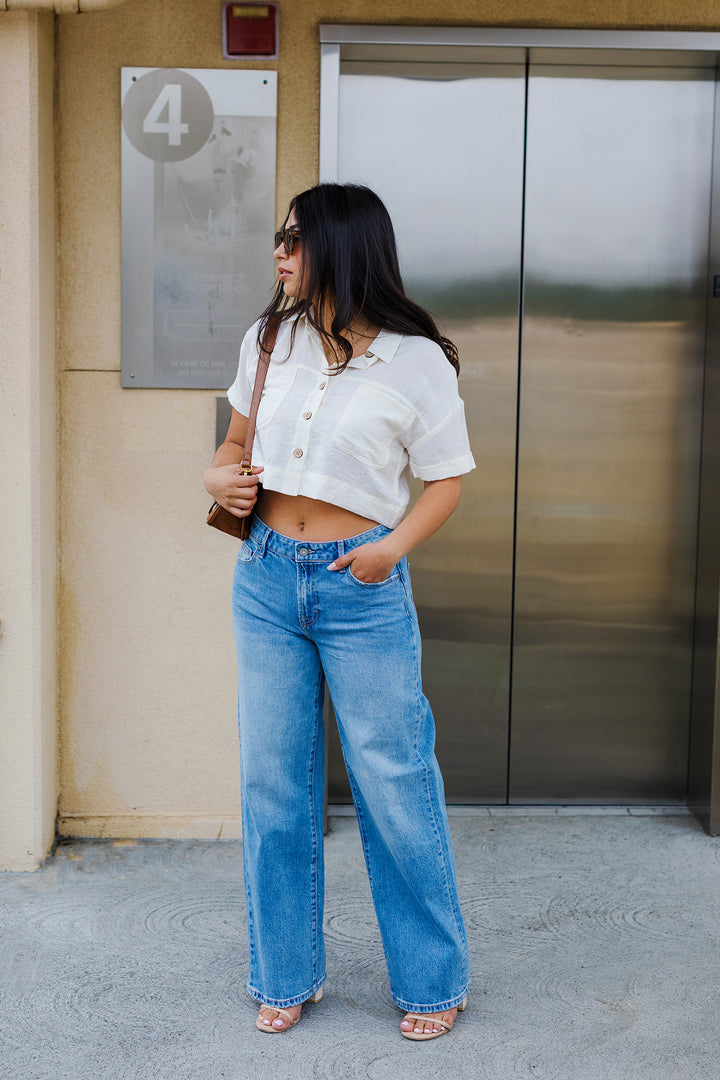 The Bucket List Button Down Crop Top