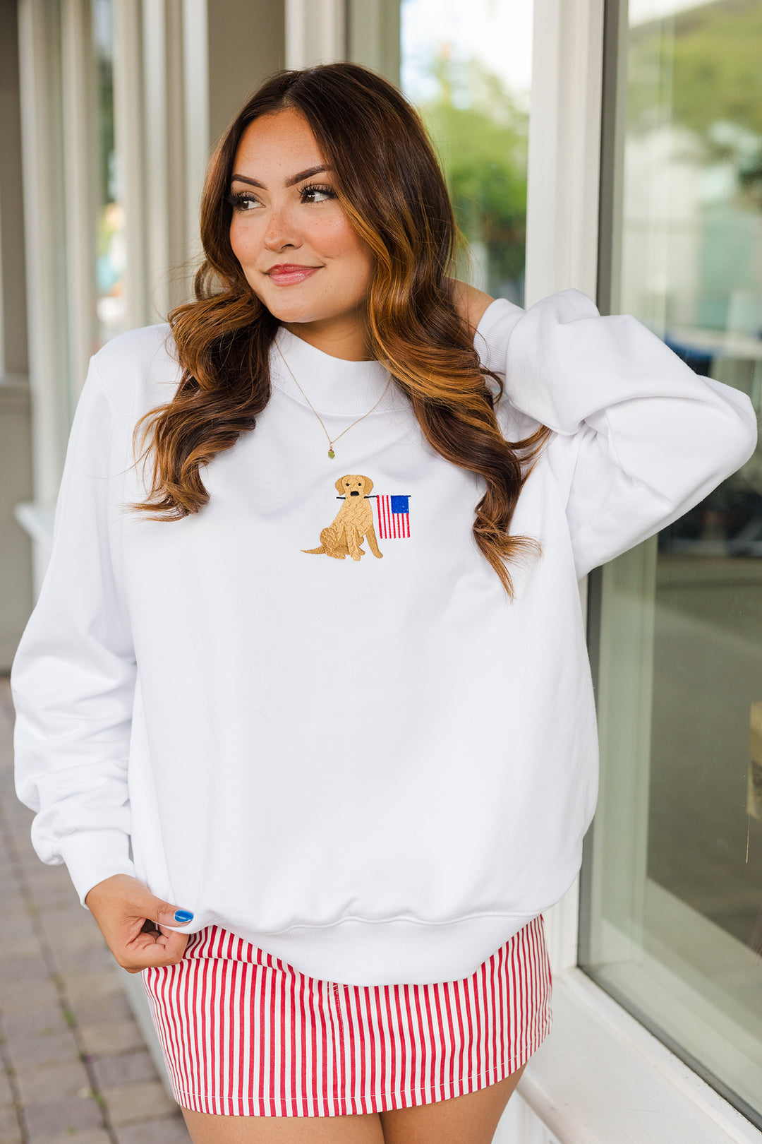The Red, White & Woof Oversized Mockneck Pullover