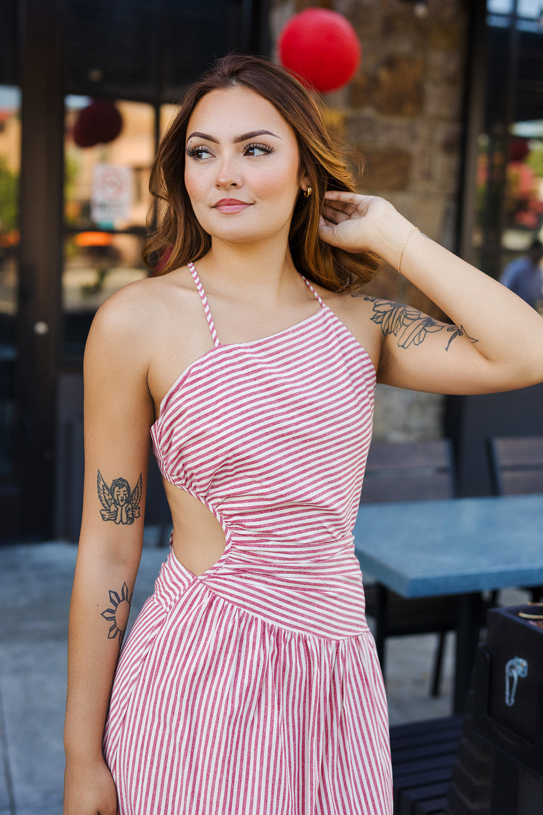 The City By The Sea Striped Asymmetrical Dress