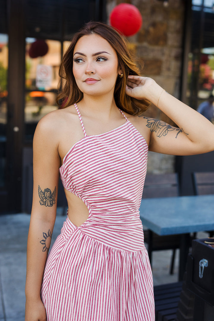 The City By The Sea Striped Asymmetrical Dress
