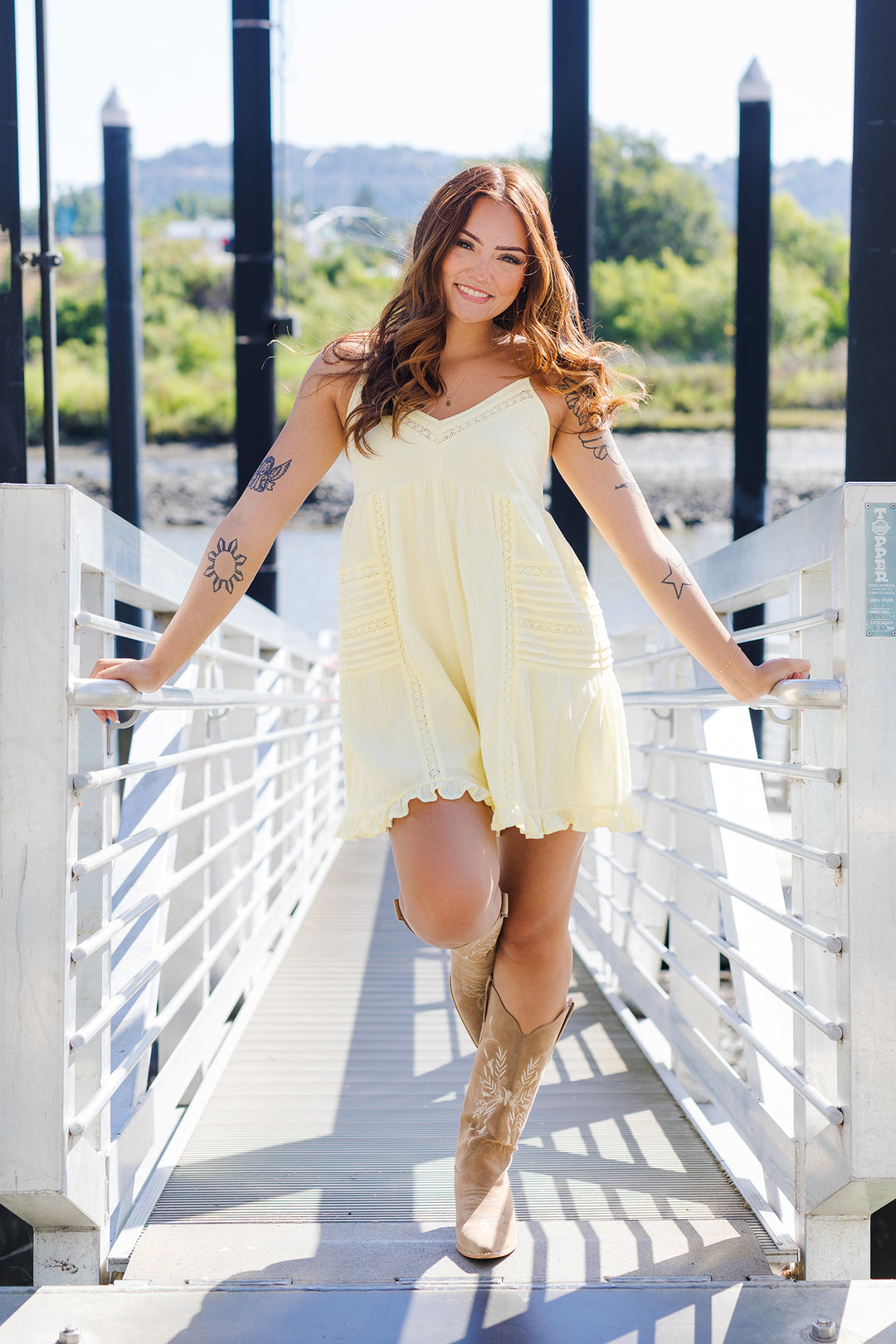 The Lemon Drop Lace Trim Romper