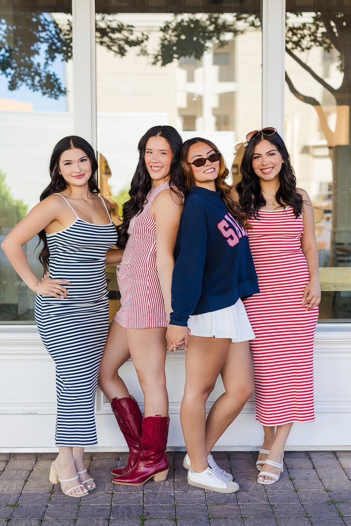 The Poolside Striped Midi Dress