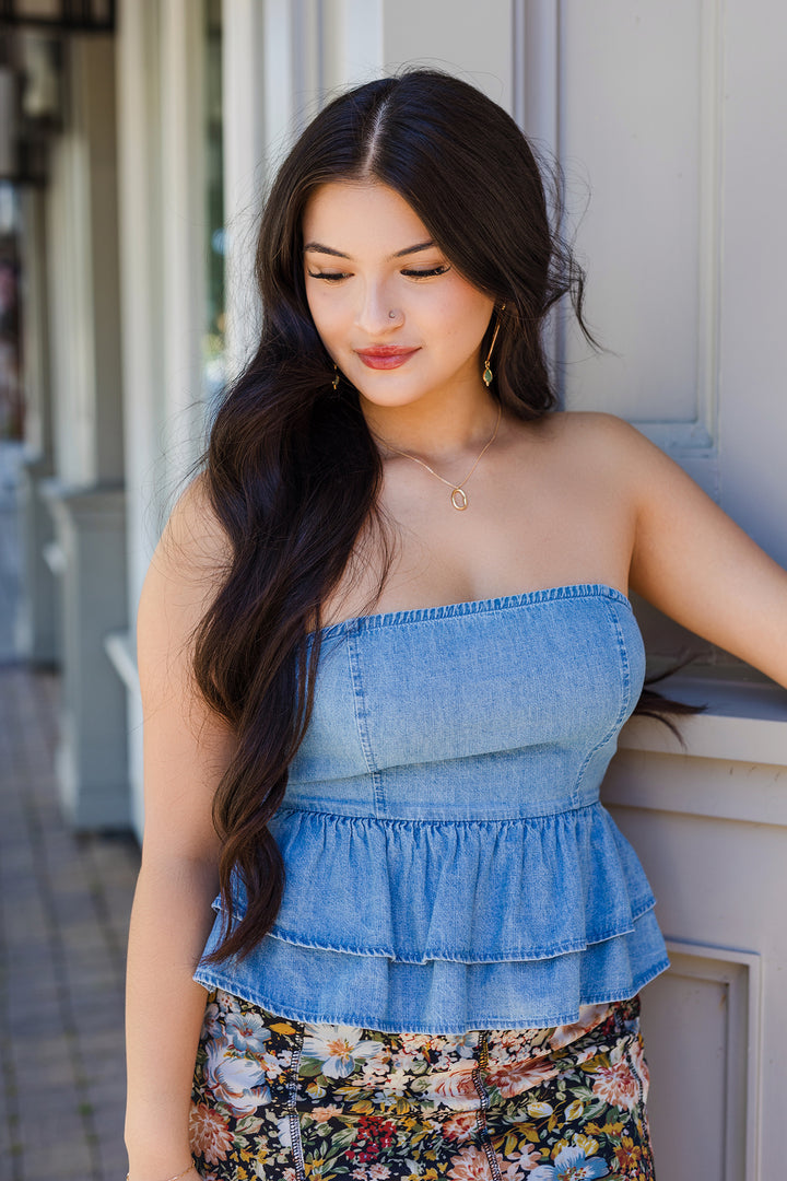 The Stop and Stare Strapless Peplum Top