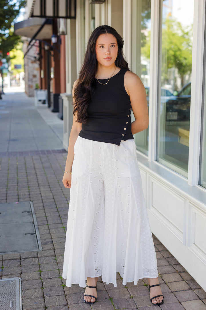 The Villa Views Eyelet Wide Leg Pants