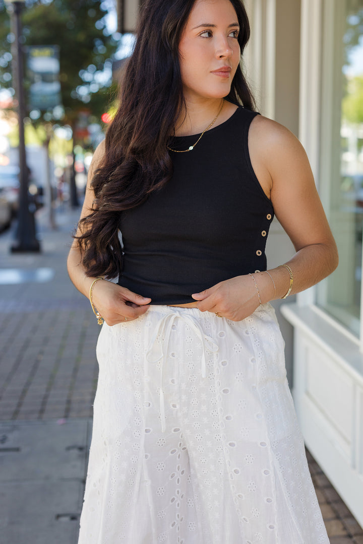 The Villa Views Eyelet Wide Leg Pants
