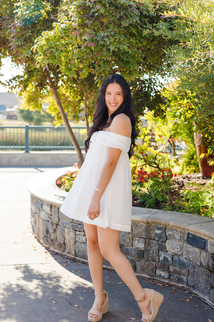 The Charming Charlie White Off The Shoulder Mini Dress